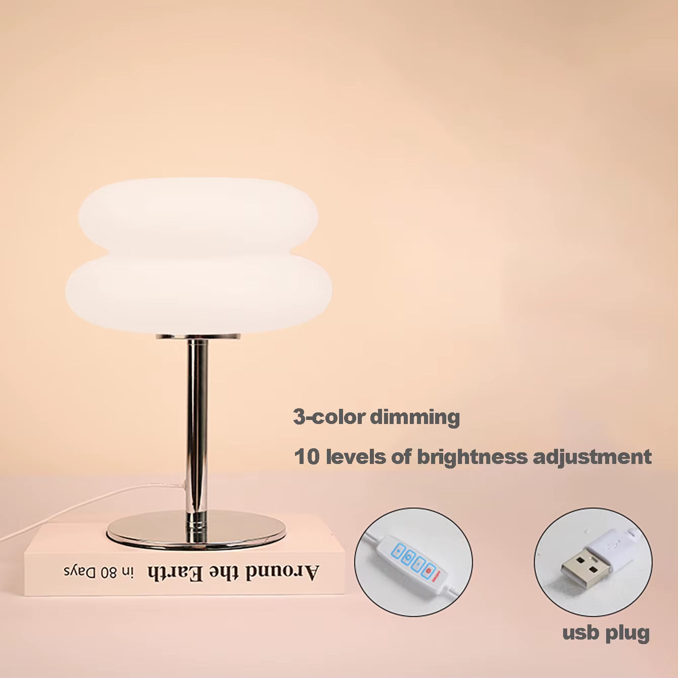 Bauhaus Retro Table Lamp Plastic Lamps Bedroom Bedside Living Room Nordic Mushroom Lamp 9-Level Brightness Dimming Ambient Light